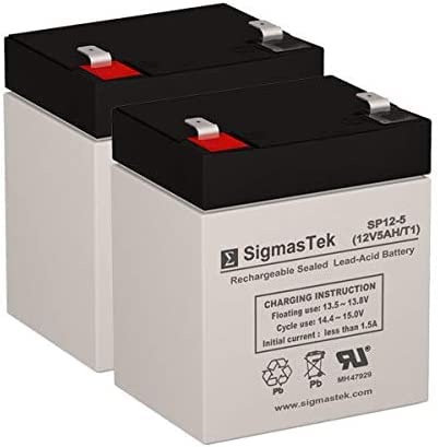 SigmasTek SP12-5 (T1) - 12V 5AH F1 SLA Rechargeable Battery Set - Replaces: Universal Power UB1250 (D5741), Mighty Max Battery ML5-12, BP5-12…