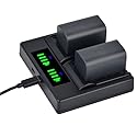 Batmax 2Pcs 2500mAh BN-VF815 Battery + Quick LED USB Charger with Type C Port for JVC BN-VF815 BN-VF815U and JVC Everio GZ-MG130 148 150 155 175 255
