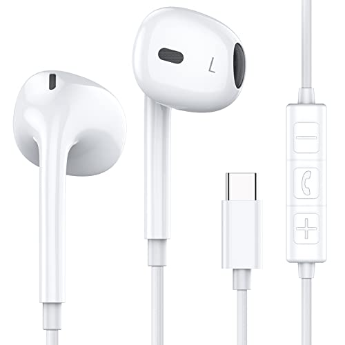 MOSWAG USB C Headphone Wired Earbuds in Ear Headphones with Mic and Volume Control Compatible with iPhone 15/ pro/Pro max iPad Air Samsung Galaxy S23…