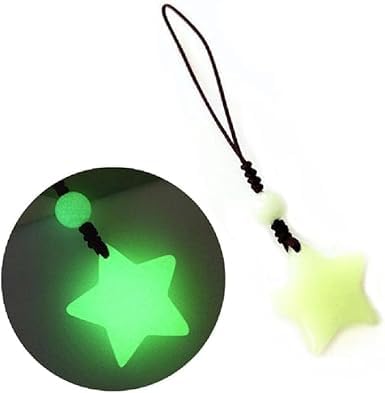 Seadiquiet Glow in Dark Star Pendant Phone Chain Charm, Luminous Star Keychain Hanging Rope Lovely Phone Strap Bag Decor