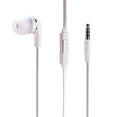Mono Headset Earphone w Mic Wired Earbud 3.5mm Single Headphone Hands-Free Microphone White Compatible with LG Velvet 5G, V30, G6 Phones