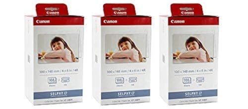 Canon KP-108IN Color ahPJNL Ink and 4 x 6 Paper Set, 108 Count (Pack of 3)