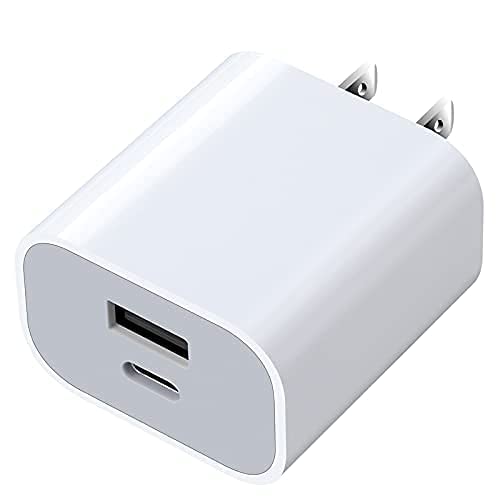 YOWOCHUNG XYY-PD20CAU 20W Fast Charger, Durable Type-C and USB Wall Charger PD Power Adapter for iPhone 11/12/13/14/15 Pro/Max/Plus