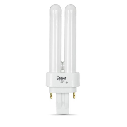 Feit Electric 13W PL GX23-2 Fluorescent Light Bulb, Cool White 4100K, 780 Lumens, Non-Dimmable CFL, 10,000 Hours Lifespan, Compact Replacement