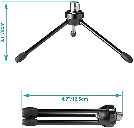 LYRCRO Desktop Desk Foldabe Tripod Microphone Stand with Non-slip Feet,Durable Iron Construction,Ideal for Podcasts, Online Chat, Conferences