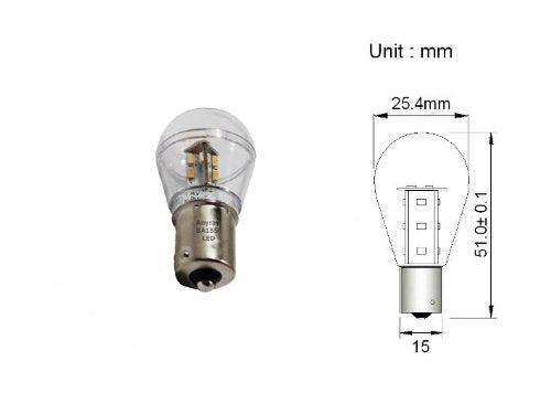 Anyray BA15S Bayonet Base Single Contact 16 SMD 3528 LED Light Bulb 12V 93B2 1156 1141 Cool White Color S8