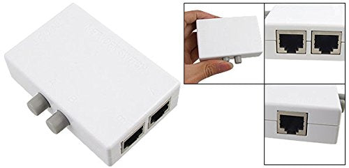 uxcell Plastic Push Button RJ45 2 Ports Network Switch Hub White for PC Gray