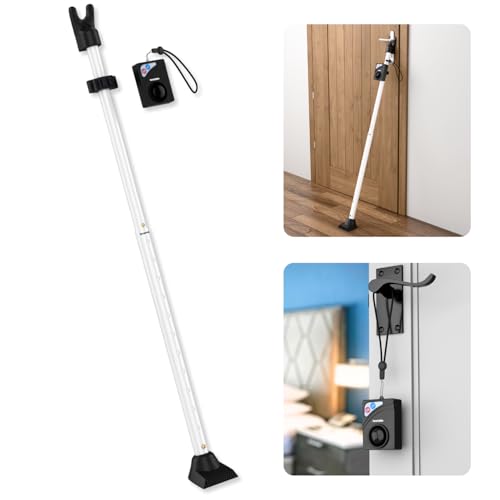 Securityman Door Security Bar with Alarm (Detachable) - 120dB Siren Door Stopper Alarm - Adjustable Jammer & Patio Bar - Strong, Withstands 400lbs