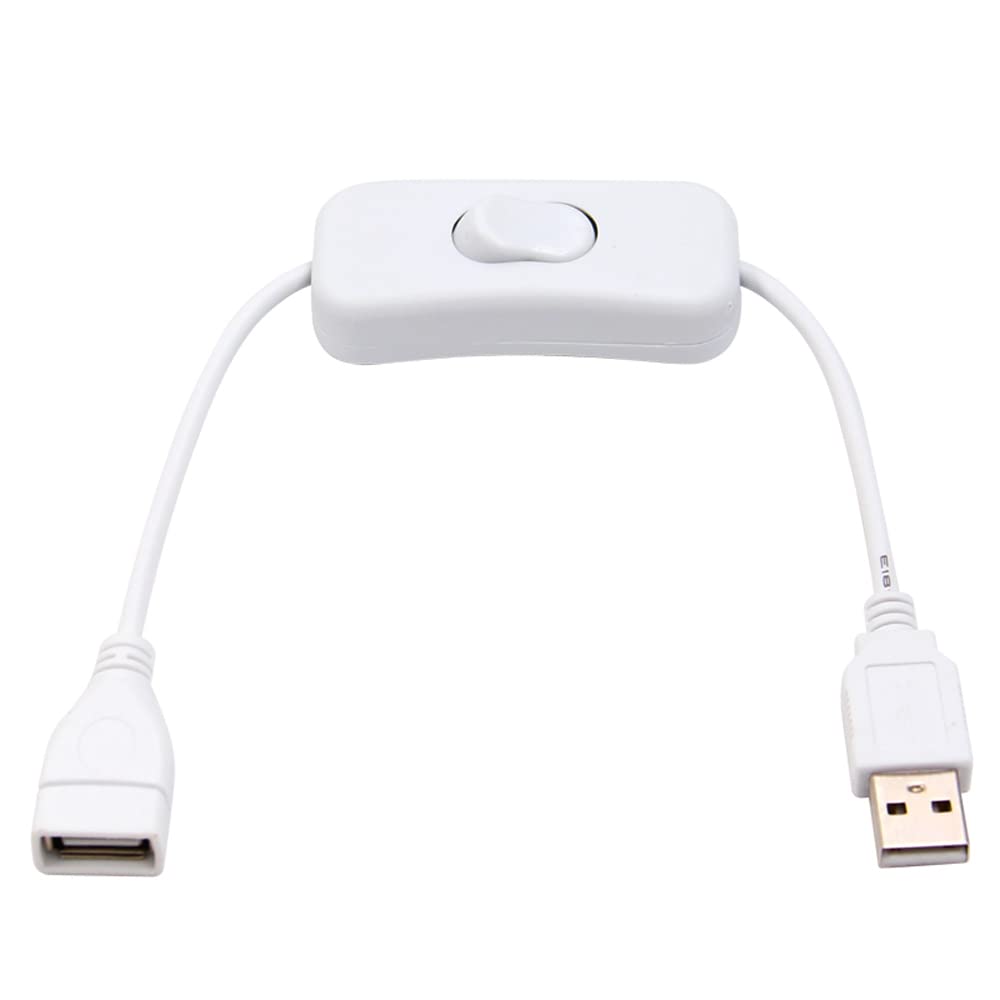 VizGiz 2 Pack USB Switch ON/Off Extension Cable 4 PIN Data Sync 2.0 Cord 303 Rocker Toggle Line Wire for LED Strip Hard Drive USB Powered Lamp Hub Fan