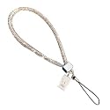 1Pc Silver Short Crystal Phone Lanyard Full Diamond Pendant Wrist Strap Bling Wristlet Keychain Strap for Wallet Bag Credit Card Holder,Convenient