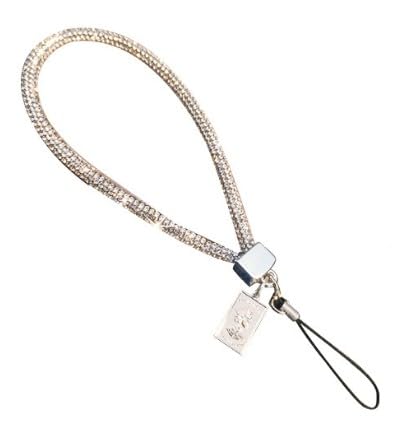 1Pc Silver Short Crystal Phone Lanyard Full Diamond Pendant Wrist Strap Bling Wristlet Keychain Strap for Wallet Bag Credit Card Holder,Convenient