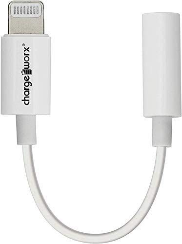 CHARGEWORX Headphone Adapter MFi Certified Lightning to 3.5 mm Audio Connector Compatible with iPhone 14 13 12 11 Pro XR XS Max X 8 7 (White)