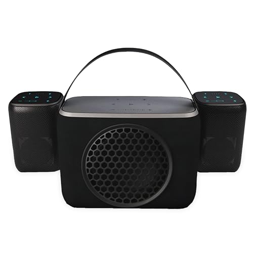 Rocksteady Stadium Portable Bluetooth Speaker and Subwoofer Combo - Up to 100 Foot Range - Up to 30 Hour Battery Life | 2 Speakers + 1 Subwoofer