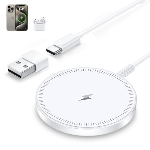 MagSafe Charger Magnetic Wireless iPhone Charge Compatible with iPhone 17 Pro Max Air 16 15 14 Pro Max Plus 13 12 Pro Max & AirPods 4 3 2 Pro