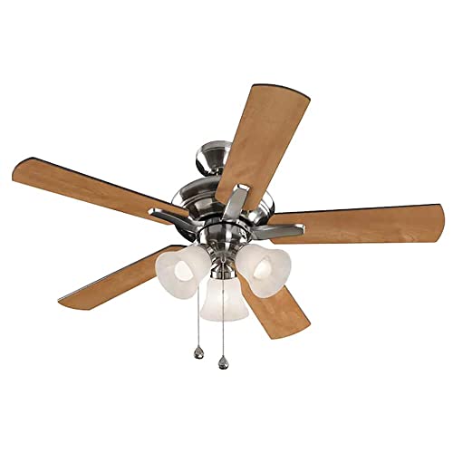 Harbor Breeze Lansing 42-in Brushed Nickel Indoor Downrod Mount Ceiling Fan with Light Kit