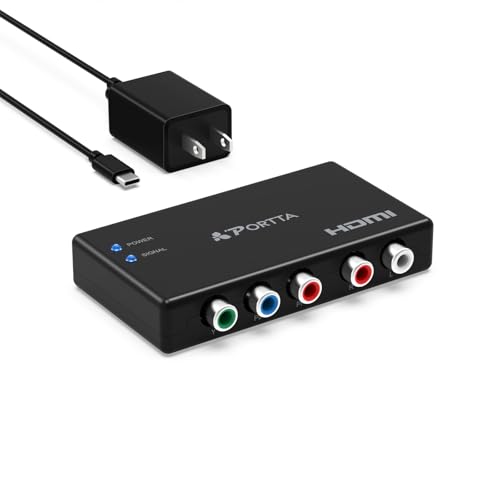 Portta Component to HDMI Converter, YPbPr RGB + R/L Audio to HDMI v1.3 Converter Adapter Support 1080P 2 Channel LPCM for HDTV PS2 PS3 HDVD Player Wii