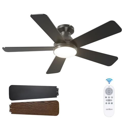 addlon 42 Inch Black Low Profile Ceiling Fans with Lights and Remote