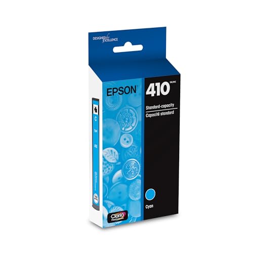 EPSON 410 Claria Premium Ink Standard Capacity Cyan Cartridge (T410220-S) Works with Expression XP-530, 630, 640, 7100, 830