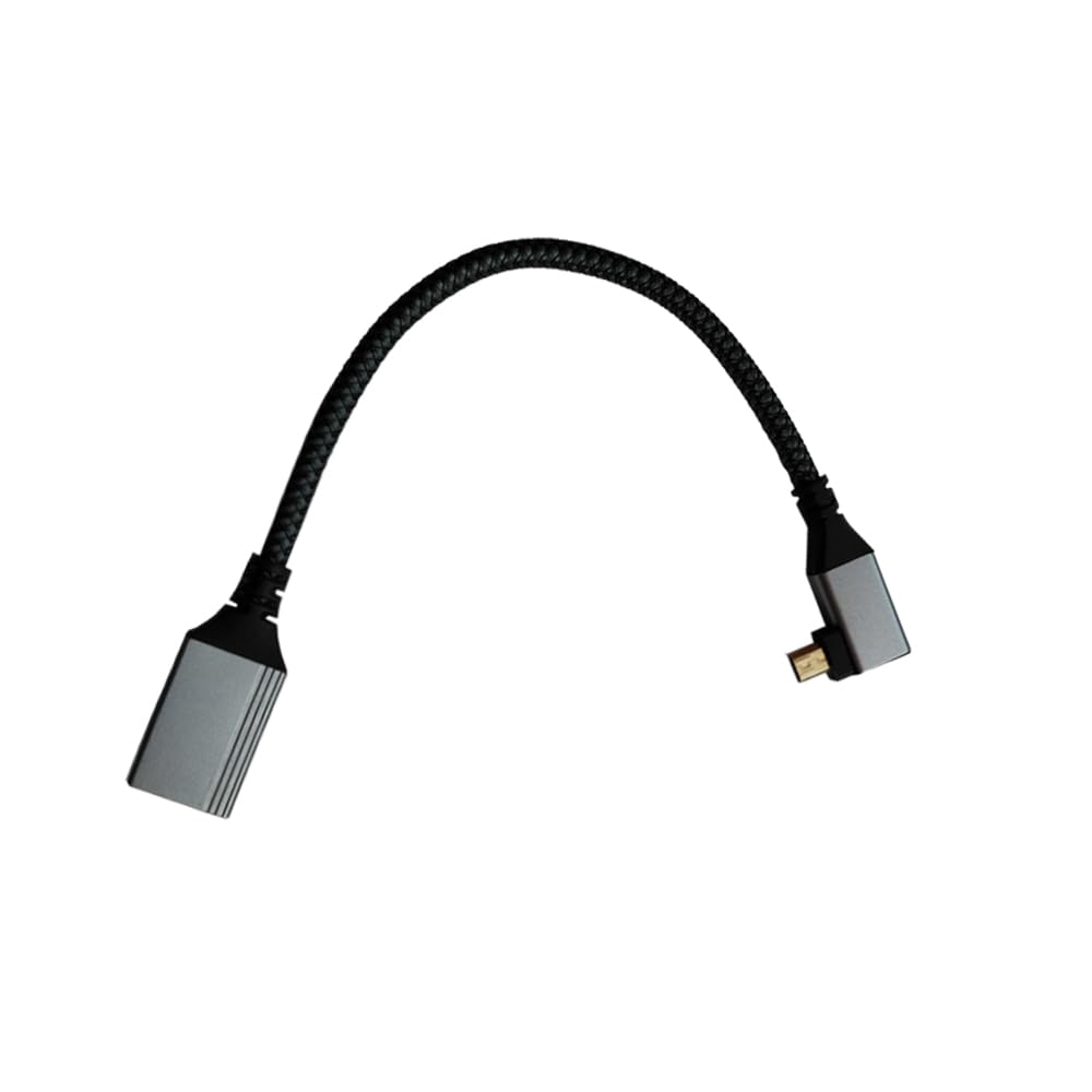 Seadream 4K Angled Micro HDMI to HDMI Adapter Cable;8inch 90°Degree Micro HDMI Left Aangled Male to HDMI 2.0 Female Nylon Braided Cable (Type D