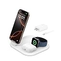 Belkin 3-in-1 MagSafe-Compatible iPhone Charger - Foldable Magnetic Qi2 Certified, MagSafe Charging Station for Phone, Apple Watch, AirPods - Wireless
