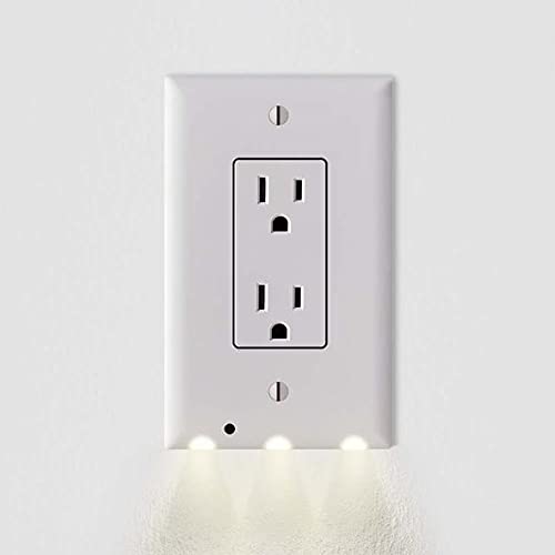 4 Pack - Wall Plate Night Light - Hello Light - LED Night Lights Built Into Electrical Outlet Wall Plates - Turn NightLight On/Off Automatically