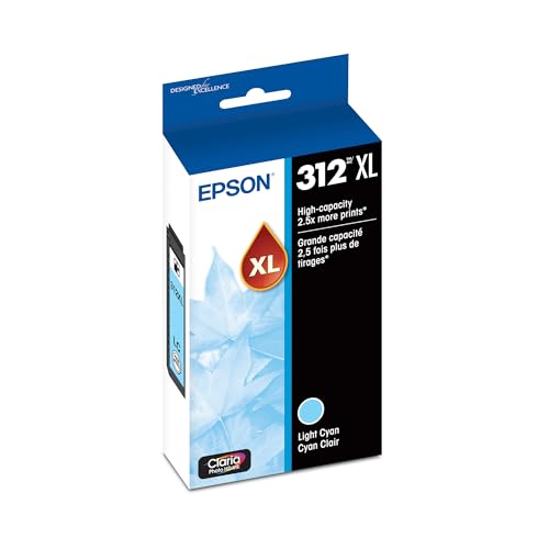 EPSON 312 Claria Photo HD Ink High Capacity Light Cyan Cartridge (T312XL520-S) Works with Expression XP-8500, 8600, 8700, 15000