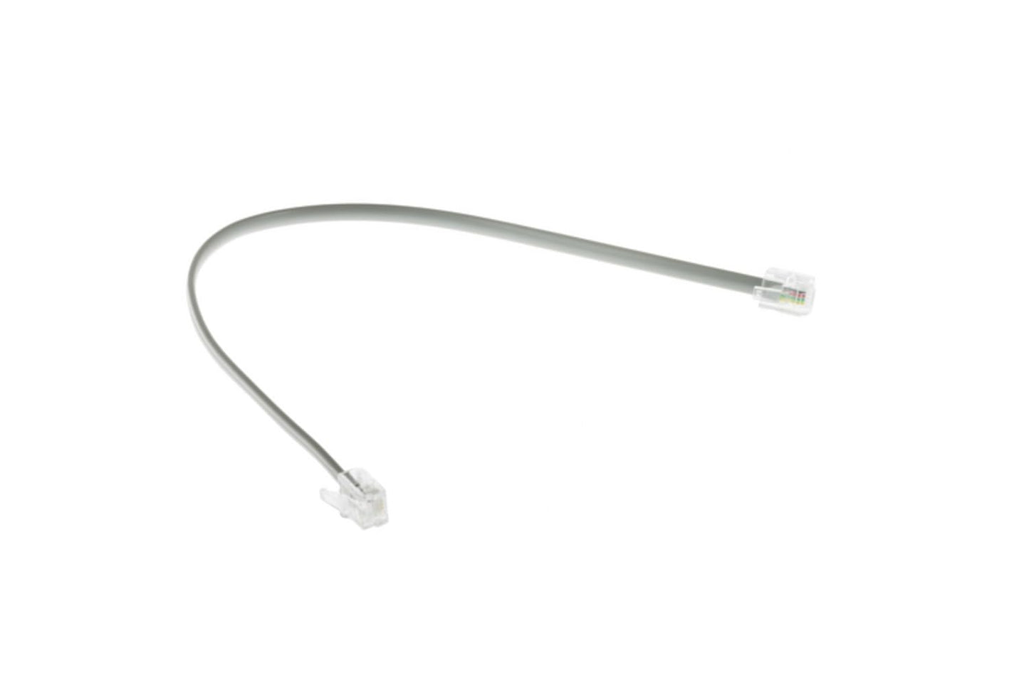 CablesAndKits RJ11 Cable - Straight Modular Analog Phone Cable, Telephone Line Cord, Silver, 1ft, 6P/4C, RJ11 Connectors, PVC Jacket, 2 Pairs for 2