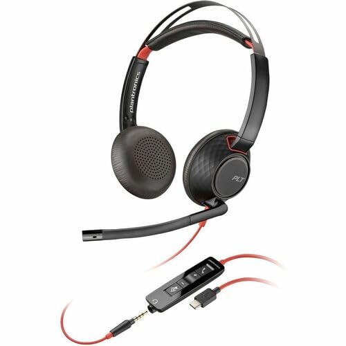 Poly Blackwire 5220 Headset +Inline Cable +USB-C/A Adapter TAA - Microsoft Teams Certification - Stereo - USB Type C, Mini-phone (3.5mm) - Wired - 32…