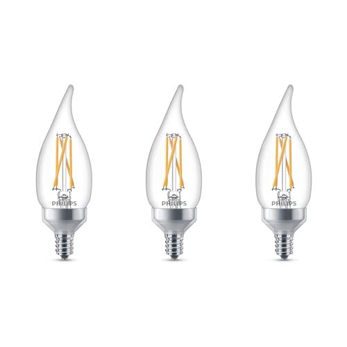Philips LED Clear Dimmable, Warm Glow Effect BA11 Light Bulb - EyeComfort Flicker Free - 6.6W = 75W - 600 Lumen - Soft White (2700K) - E12 Base