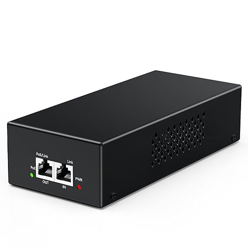 YuanLey Gigabit PoE Injector 90W, 10/100/1000Mbps PoE++ Injector Adapter, IEEE 802.3bt/at/af, Up to 325 Feet, Metal Case Desktop/Wall-Mount, Plug