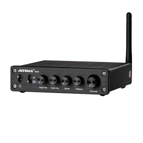 AIYIMA A03 2.1 Channel Class D Amplifier 50W * 2+100W TPA3116 Bluetooth Stereo Amp HiFi Power Amplifier with Power Adapter for Home Outdoor Passive