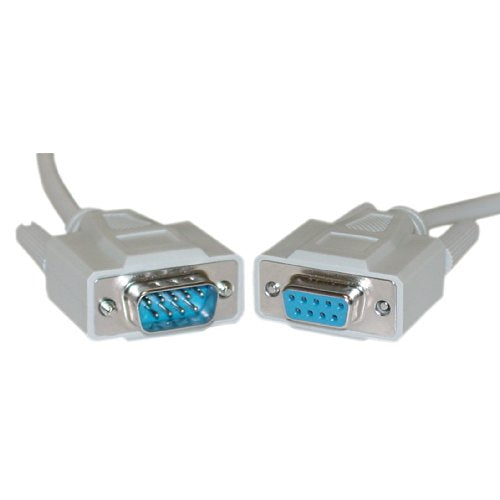 CableWholesale 50 feet Serial Extension Cable, DB9 Male to Female, 28 AWG, RS232 9 Conductor, 1:1, Beige, Male to Female Serial Extender for Printer