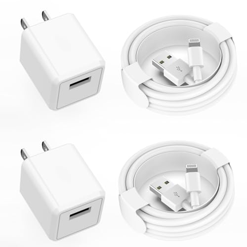 Charging for iPhone Charger [Apple MFi Certified] 2Pack Lightning Cable Data Sync Charging Cord with USB A Wall Charger Block Travel Plug for iPhone
