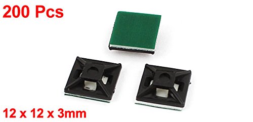 uxcell a15010500ux0271 Square Self-Adhesive Cable Tie Mount Bases 12mmx12mm 200 Pcs Black (Pack of 200)