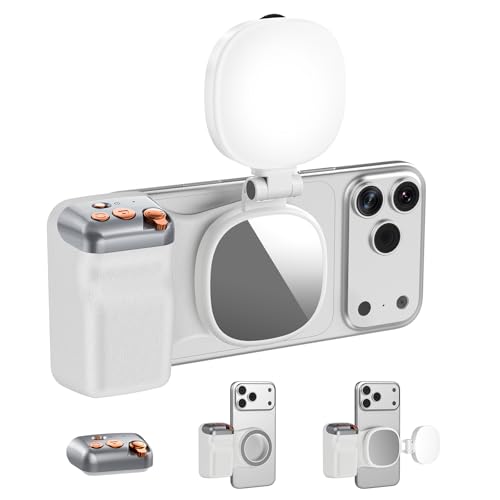 Magnetic Phone Camera Grip, Phone Selfie Grip + Selfie Light for iPhone & Android with Wireless Shutter Button, Creator Kit