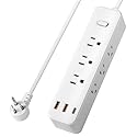 10FT Power Strip Surge Protector, 12-in-1 Power Bar with Multiple Outlets, 9 Outlet 3 USB Ports, Flat Plug Power Strip Surge Protector, Multi Outlet