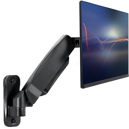 VIVO Height Adjustable Pneumatic Arm Single Monitor Wall Mount, Full Motion Articulating, Fits 17 to 32 inch Screen, Black, MOUNT-V001A