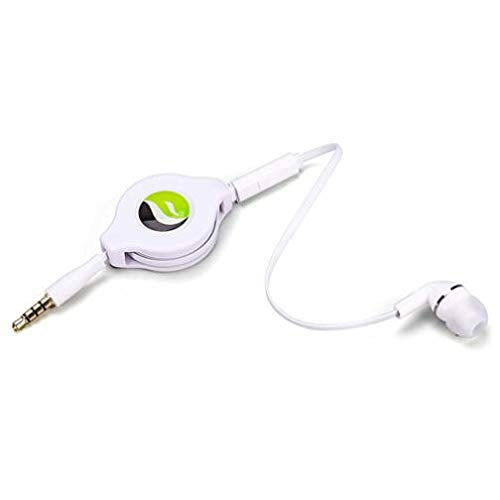 Retractable Mono Earphone Headphone 3.5mm w Mic Headset for Moto e6 Phone, Handsfree Earbud Earpiece Microphone Compatible with Motorola Moto e6