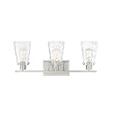 Savoy House 8-4508-3-SN Vaughan Modern Clear Water Glass Bathroom Vanity Wall Light, 3-Light 180 Total Watts, 9" H x 24" W, Satin Nickel