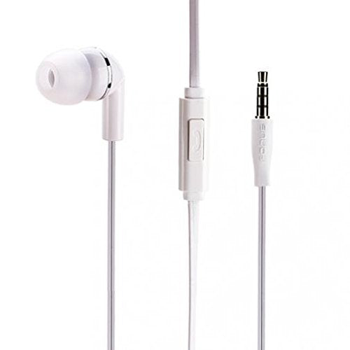 Premium Flat Wired Headset Mono Hands-Free Earphone w Mic Single Earbud Headphone Earpiece in-Ear [3.5mm] White for MetroPCS LG Aristo - MetroPCS LG…