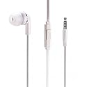 Premium Flat Wired Headset Mono Hands-Free Earphone w Mic Single Earbud Headphone Earpiece in-Ear [3.5mm] White for MetroPCS LG Aristo - MetroPCS LG…