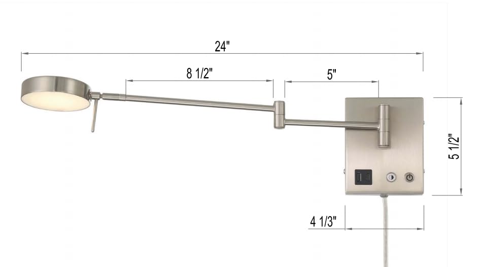 HomeFocus Swing Arm Wall Light,Bedside LED Reading Wall Light,Wall Lamp,Wall Sconces