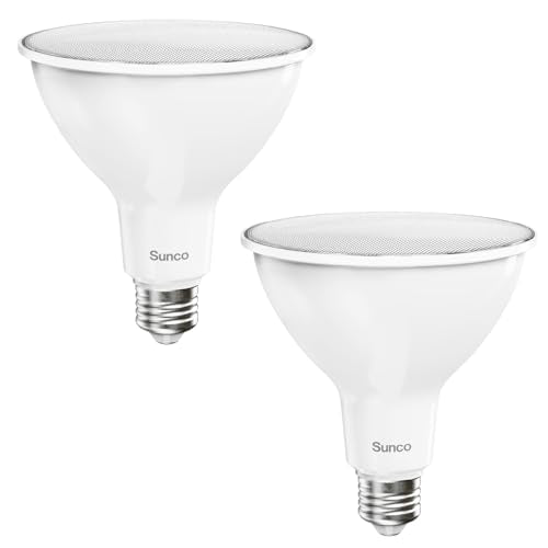 Sunco 2 Pack PAR38 LED Flood Light Bulb, 13W=100W, Dimmable, Waterproof