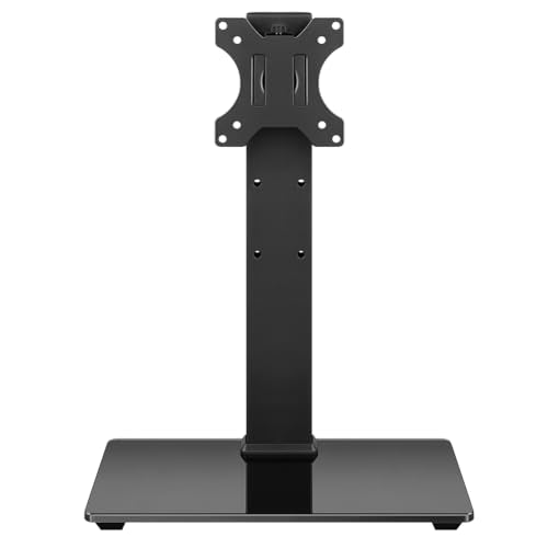 WKWKER Universal TV Stand for 13-32inch LED LCD Table Top Television Stand with 45 Degree Height Adjustable Swivel TV Stand Mount with Tempered Glass