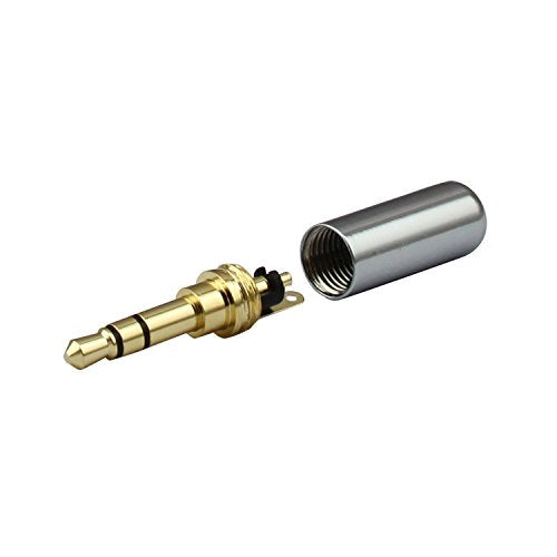 VizGiz 6 Pack Welding 1/8" 3.5mm Plug Audio Solder Male Jack Connector Stereo TRS 3 Pole Metal Earphone Adapter Soldering for DIY Headset Earphone