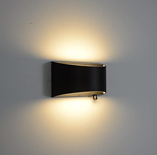 ZYI Indoor Dimmable Wall Sconces with Switch, Modern LED Wall Lighting 12W Light Fixtures Aluminum Up and Down Wall Lights for Living Room Bedroom