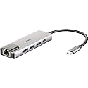D-Link DUB-M520 5-in-1 USB-C Hub with Power Delivery, HDMI 1.4, Gigabit Ethernet RJ-45 and 2 USB 3.0 Ports for MacBook Pro 2016 or Later, MacBook Air