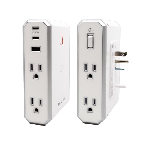 Austere V Series, Appliance Wall Power 4 Outlet Surge Protector for Kitchen, 3000 Joules, 1 USB-C 20W Fast Charger, 2.4 amps USB-C and A Ports