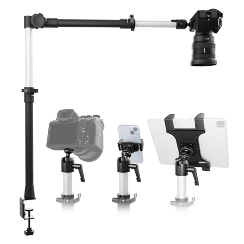 ARKON Mounts Overhead Camera Mount | Includes Ceiling Mount Bracket, Phone Holder, Tablet Holder, & Camera Mount | 360° Adjustable | Durable & Super