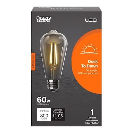 Feit Electric ST19 E26 (Medium) LED Dusk to Dawn Bulb Soft White 60 Watt Equivalence 1 pk